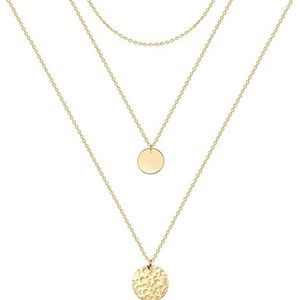 Ava Riley Layered Necklace Dainty Disc Chokers Necklace